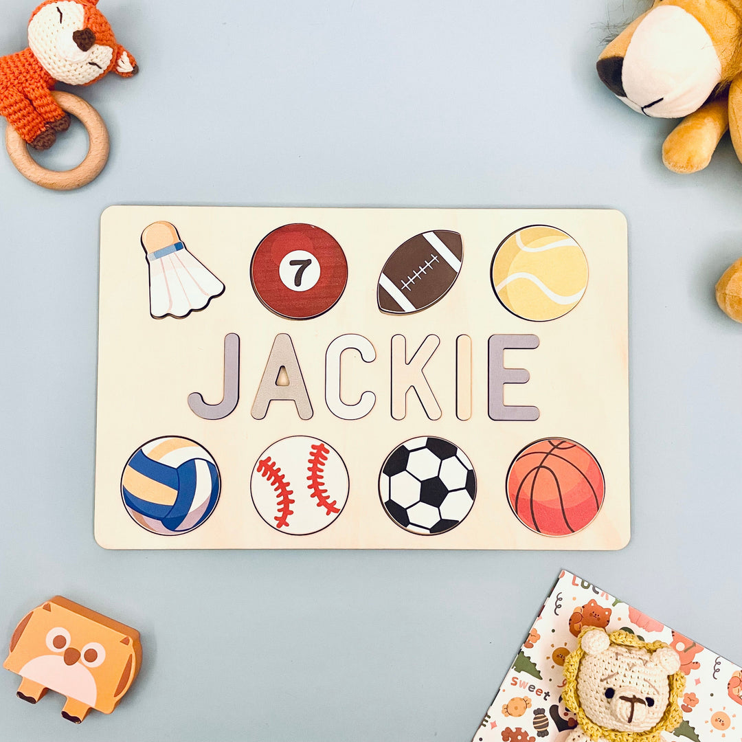 Custom Wooden Baby Name Puzzle with Balls