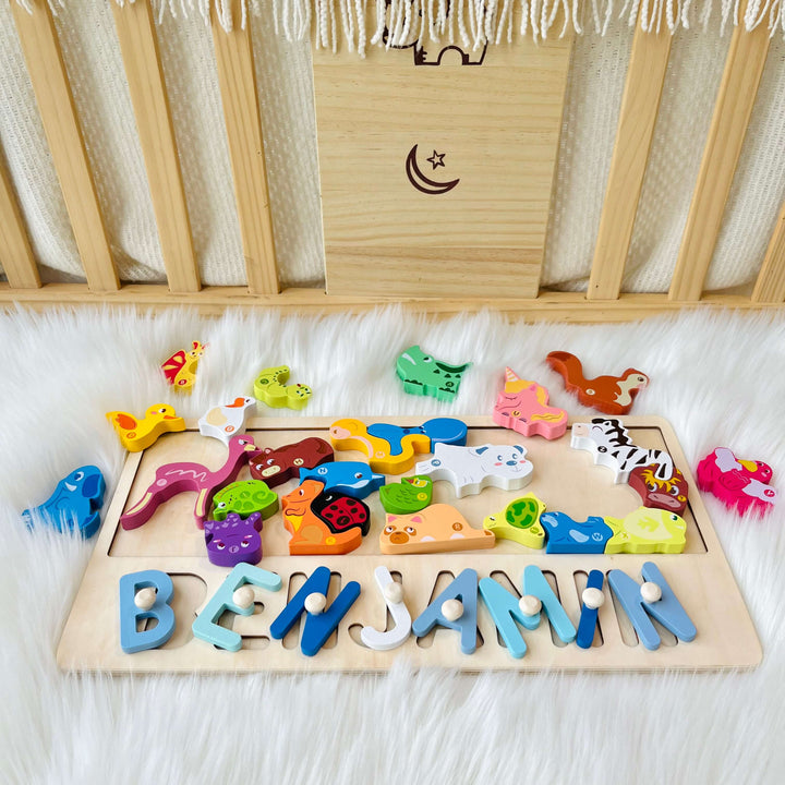 Custom Wooden Animal Stacking Puzzle
