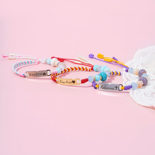 Colorful Hand-Woven Rope Personalised Girl's Name Bracelet