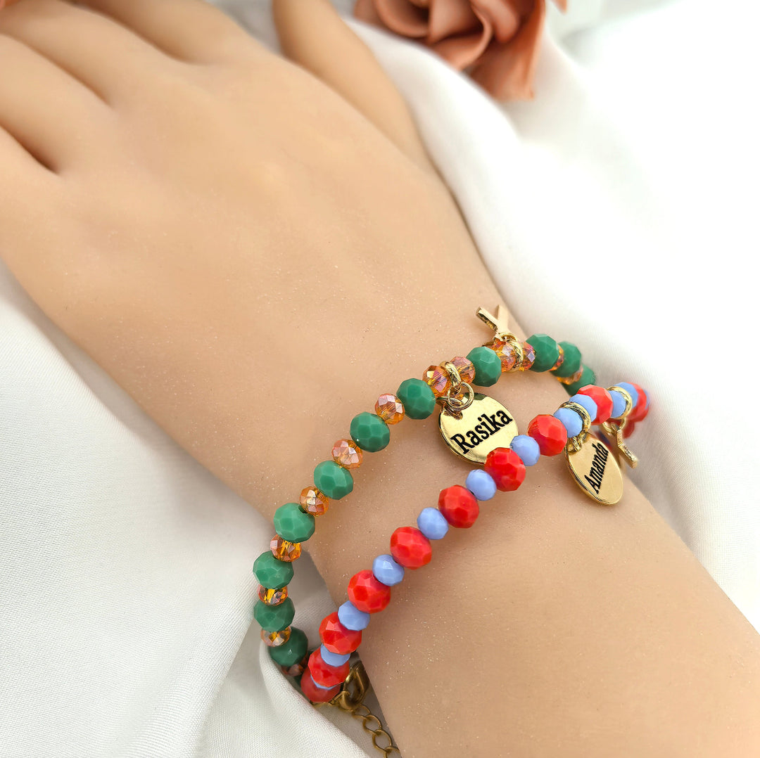 Engravable Cross Charm Children's Christmas Bracelet