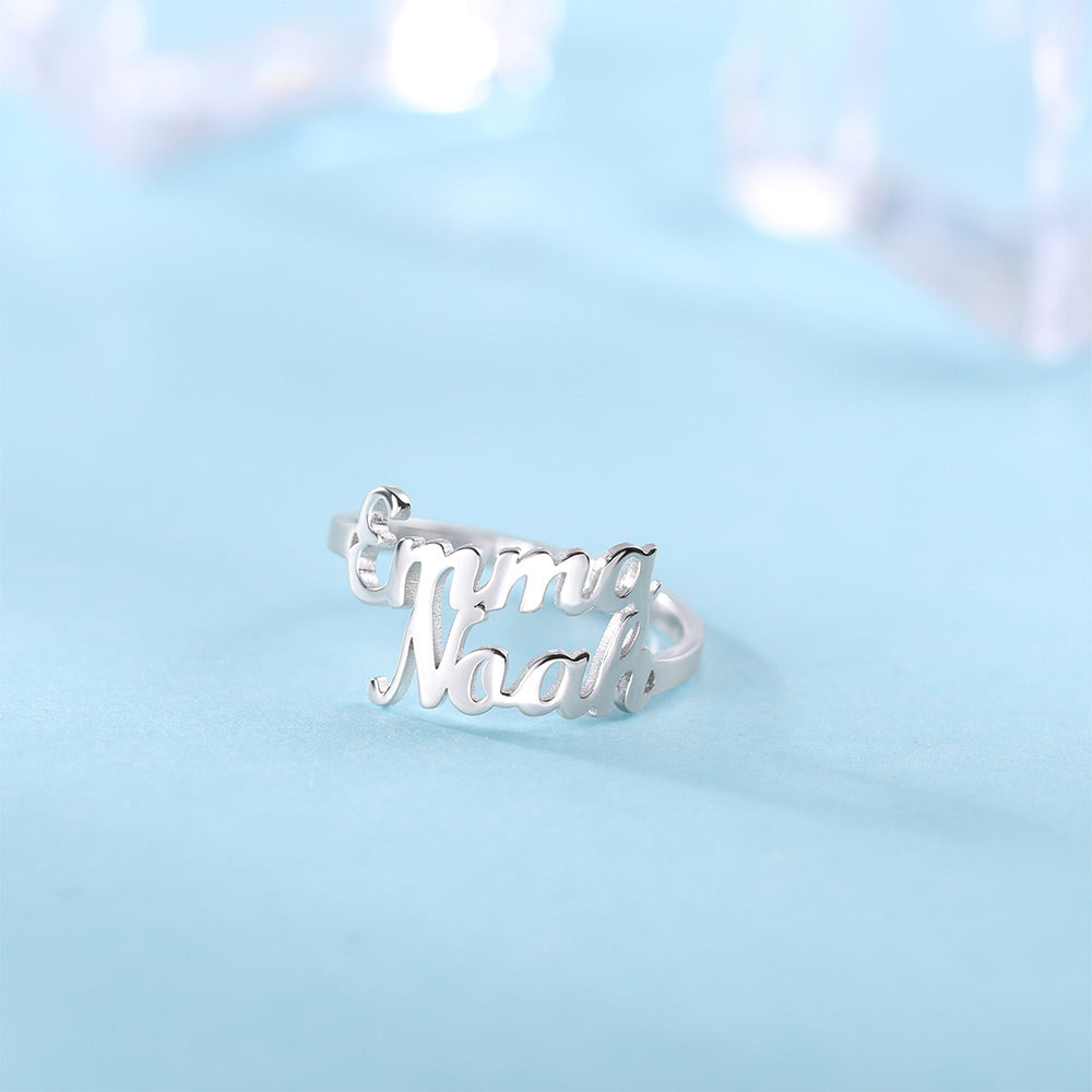 Sterling Silver Custom 4 Nameplate Rings