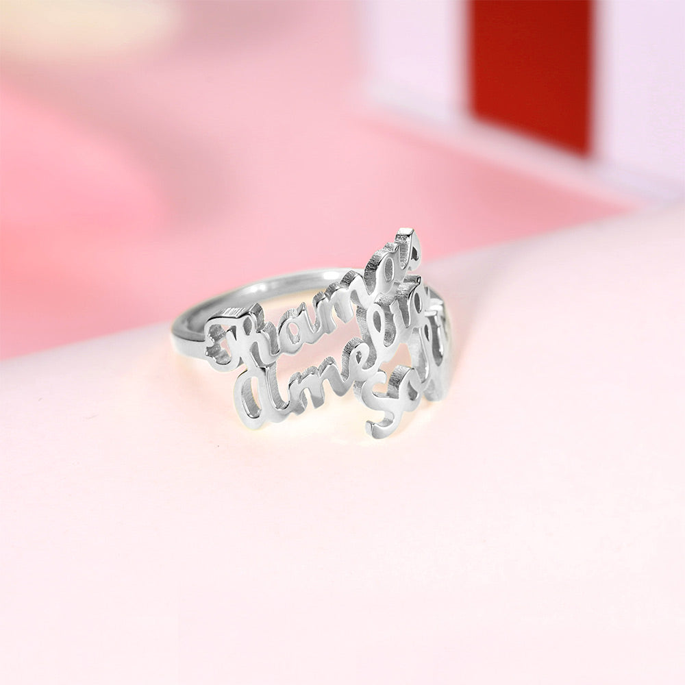 Sterling Silver Custom 4 Nameplate Rings