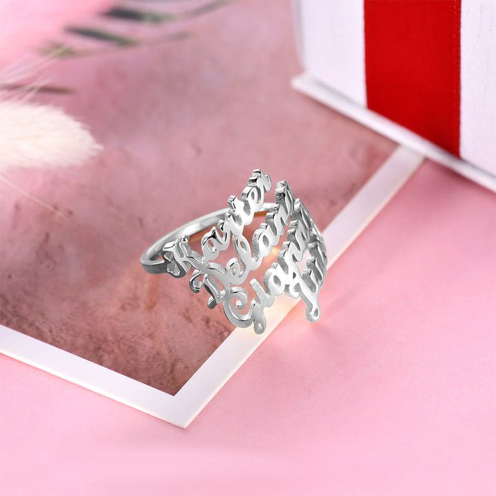 Sterling Silver Custom 4 Nameplate Rings