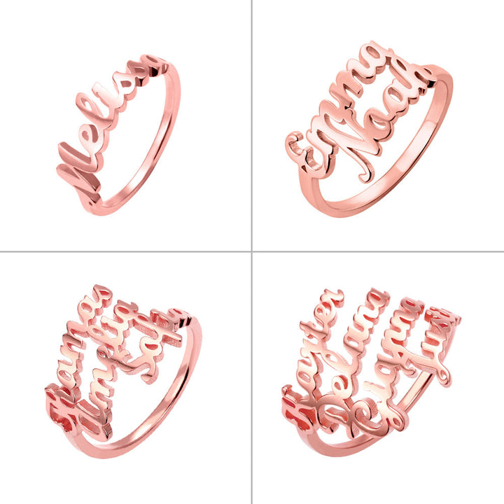 Sterling Silver Custom 4 Nameplate Rings