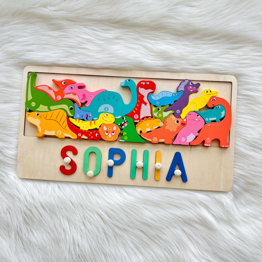 Custom Wooden Dinosaur Stacking Puzzle