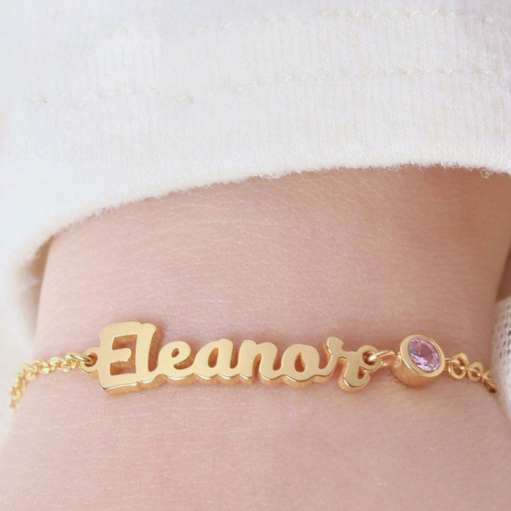 Personalized Baby Name Bracelet With Birthstone