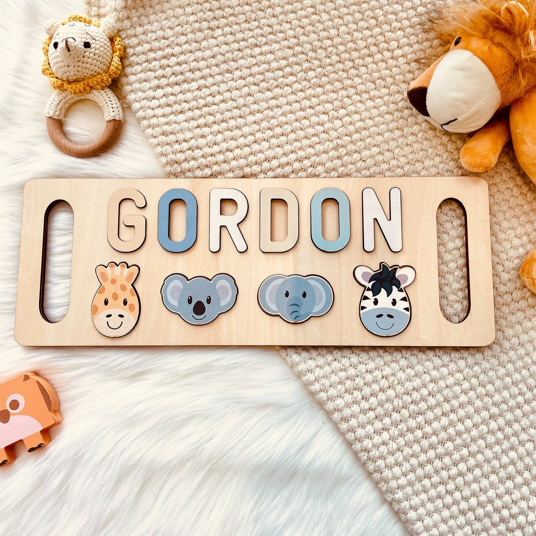 Custom Wooden Baby Name Puzzle with Handle