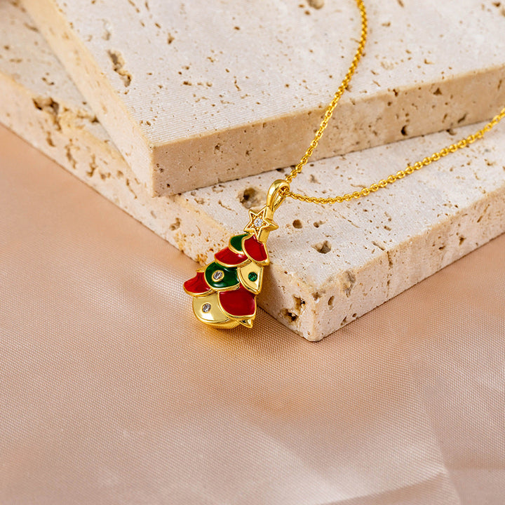 14k Gold Plated Girl's Christmas Holiday Pendant Necklace