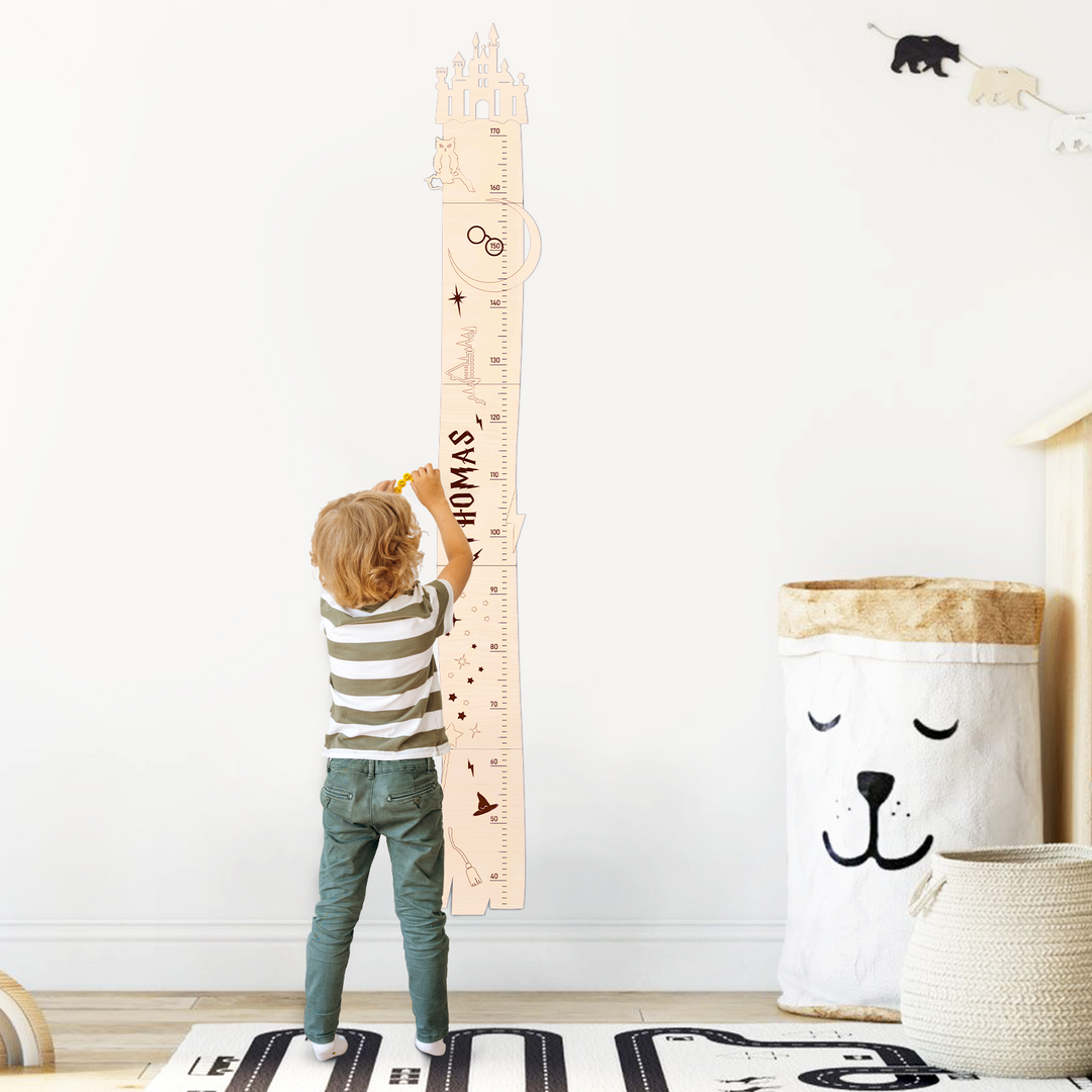 Personalized Wooden Kids Growth Ruler - Castle