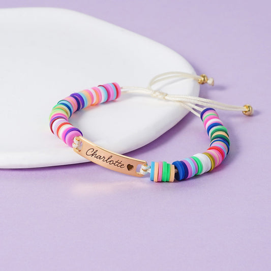Clay Beads Personalised Baby Girl Name Bracelet