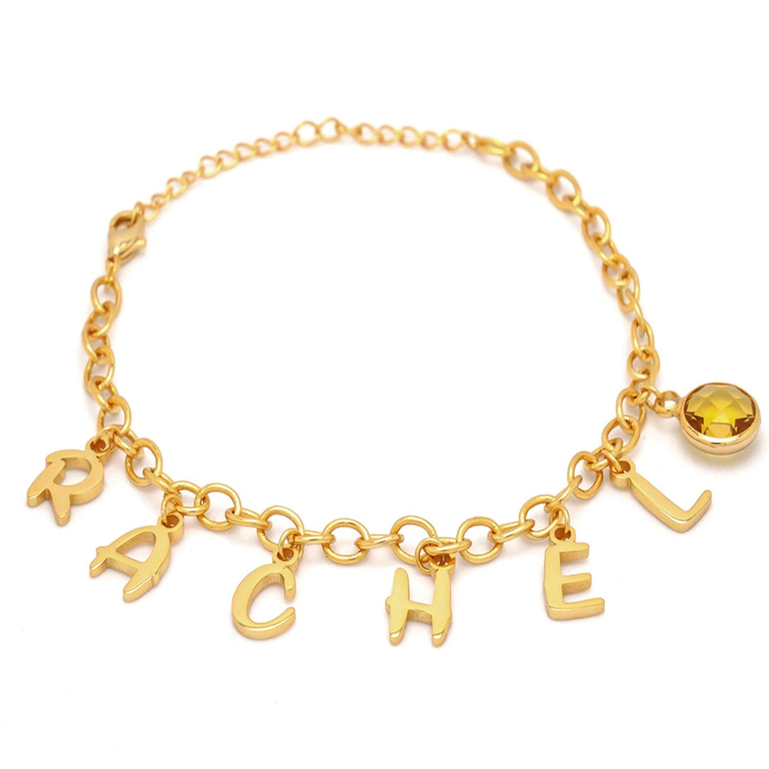 Personalized Kids Letter and Birthstone Charm Bracelet