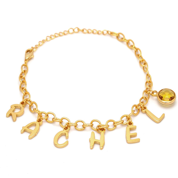 Personalized Kids Letter and Birthstone Charm Bracelet