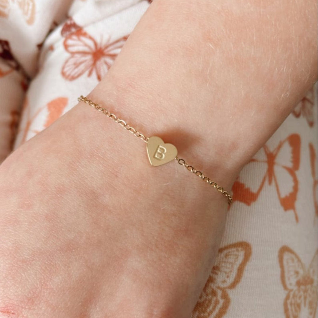 Personalized Tiny Heart Baby Initial Bracelet