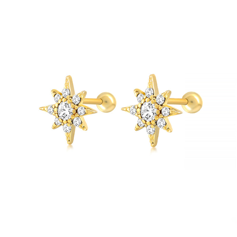 Radiant Starburst CZ Grils Stud Earrings