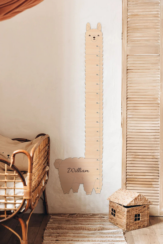 Personalized Name Wooden Growth Chart - Alpaca