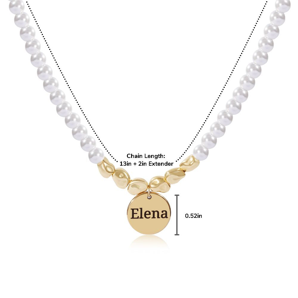 Personalized Girl's Name Charm Pearl Necklace