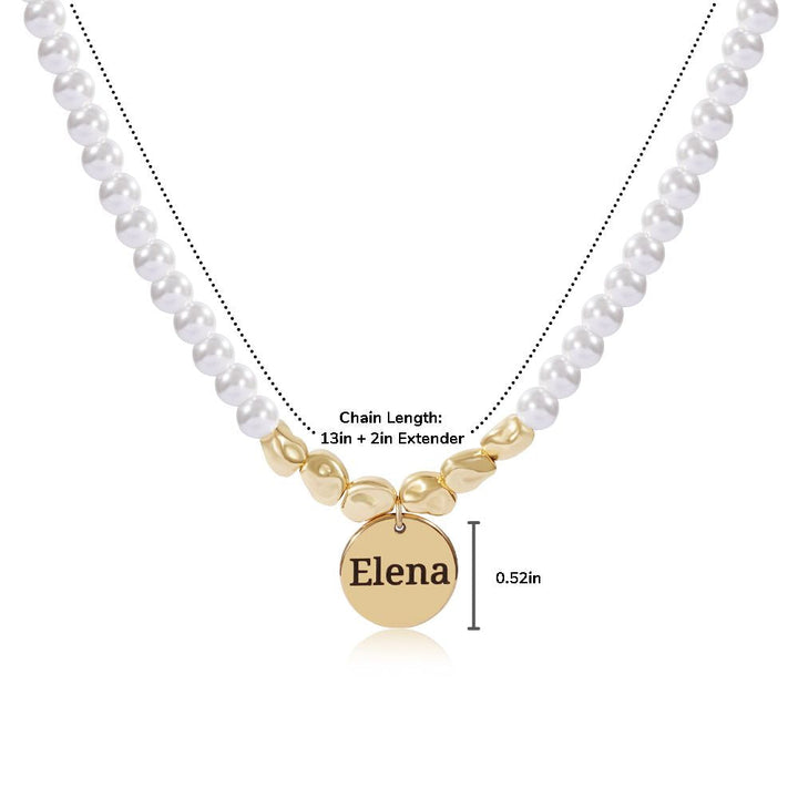 Personalized Girl's Name Charm Pearl Necklace