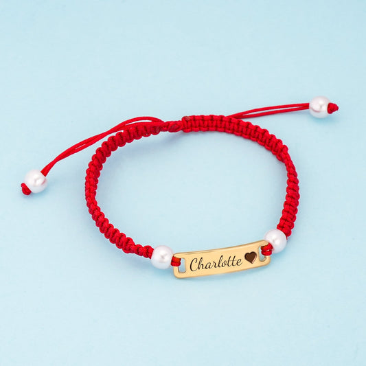 Hand-woven Red Cord Personalized Name Bracelet for Girls