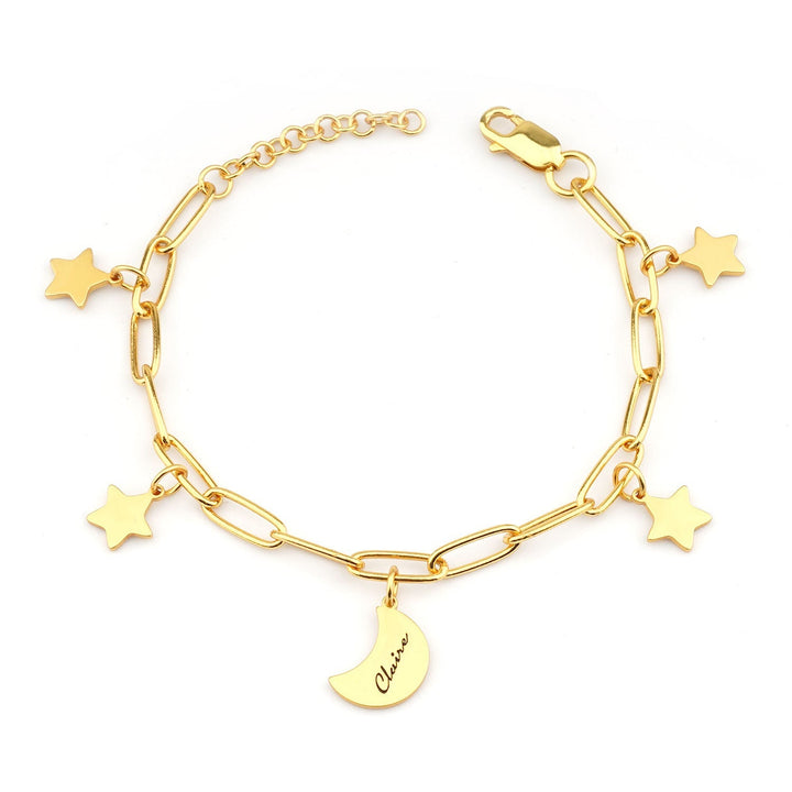 Kids Star and Moon Name Bracelet