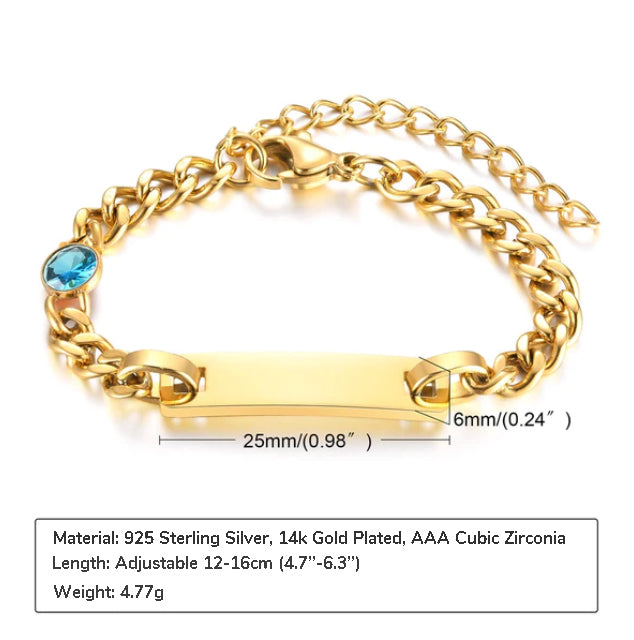 Boy And Girl's Birthstone Name Bracelet