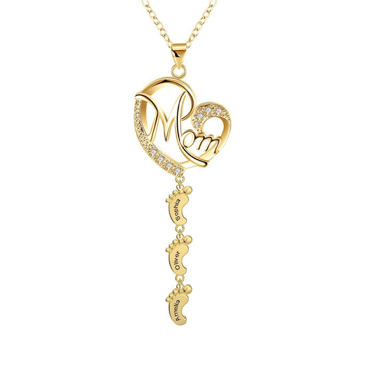 S925 Persenalized Mother's Day Necklace with Feet