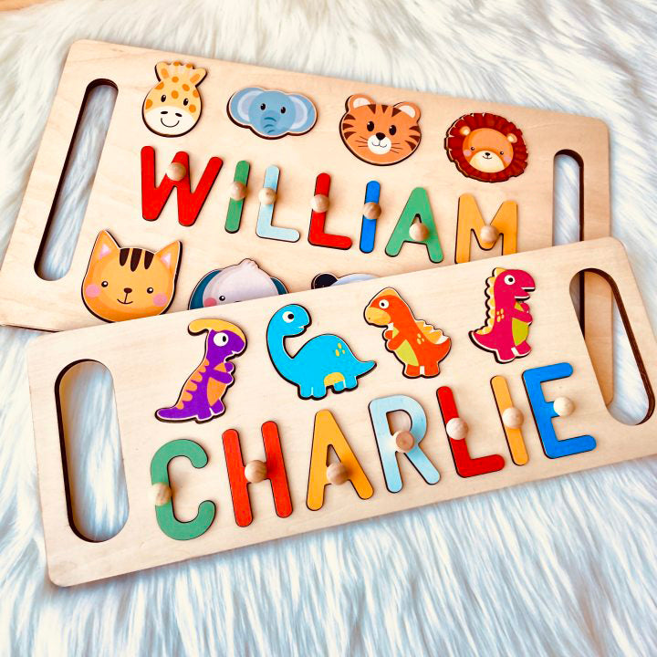 Custom Wooden Baby Name Puzzle with Handle