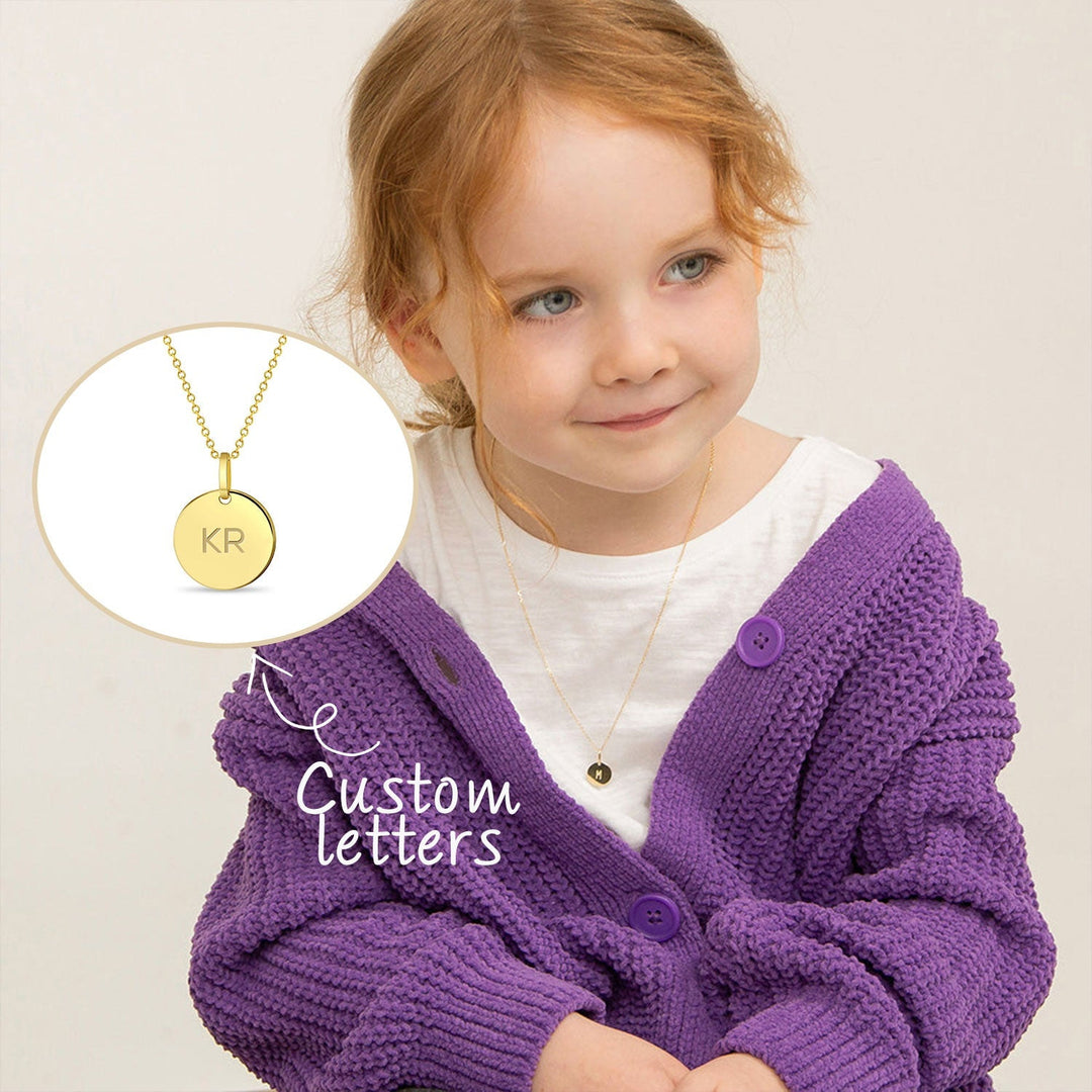 Childrens Initials Disc Necklace