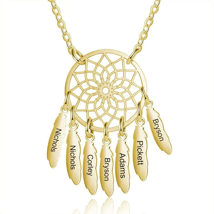 Custom Dream Catcher Family Name Necklace