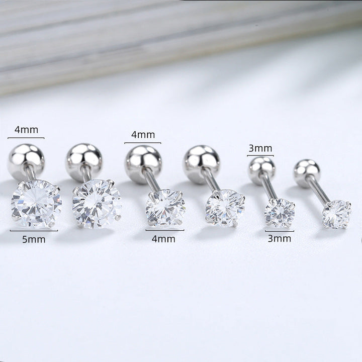 Classic Setting CZ Sterling Silver Girls' Stud Earrings