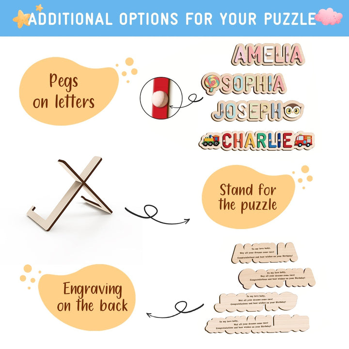 Personalized Wooden Baby Name Puzzle - Outlines