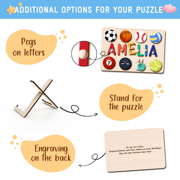 Custom Wooden Baby Name Puzzle with Balls