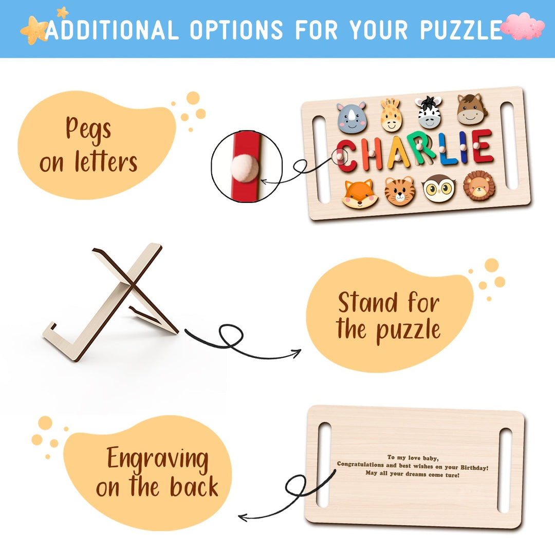 Custom Wooden Baby Name Puzzle with Handle