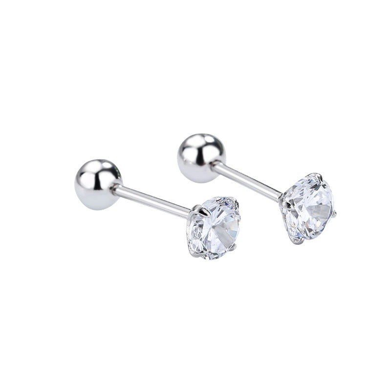 Classic Setting CZ Sterling Silver Girls' Stud Earrings
