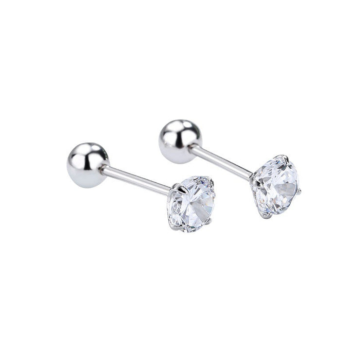 Classic Setting CZ Sterling Silver Girls' Stud Earrings