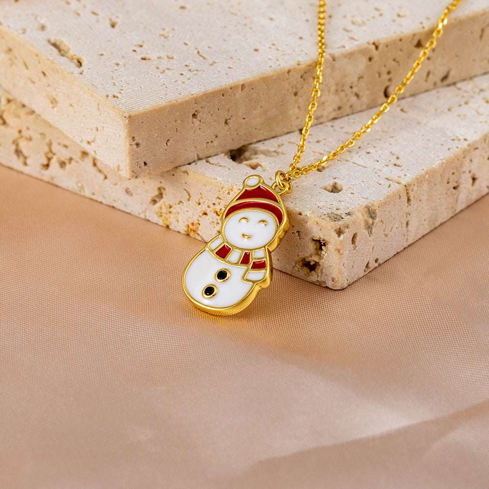 14k Gold Plated Girl's Christmas Holiday Pendant Necklace