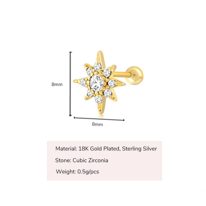 Radiant Starburst CZ Grils Stud Earrings