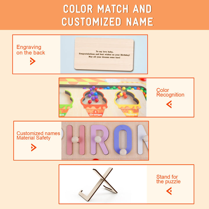 Custom Wooden Ice Cream Name Puzzle