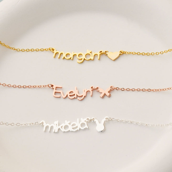 Kids Name Necklace with Cute Element