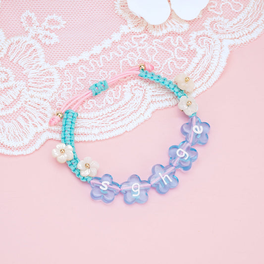 Handcrafted Personalized Name Flower Beads Bracelet for Girls