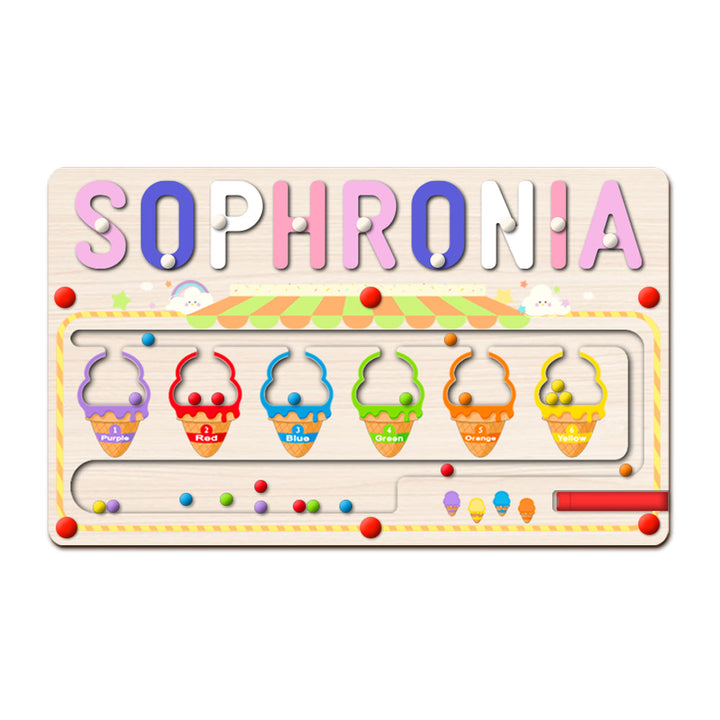 Custom Wooden Ice Cream Name Puzzle