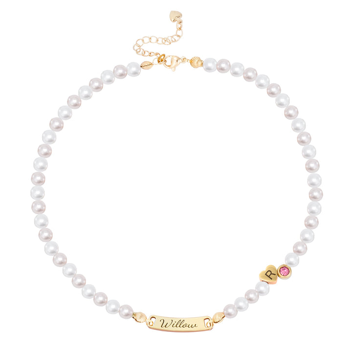 Personalized Pearl Necklace for Girls – Name, Initial, Birthstone