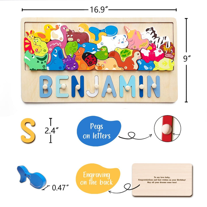 Custom Wooden Animal Stacking Puzzle