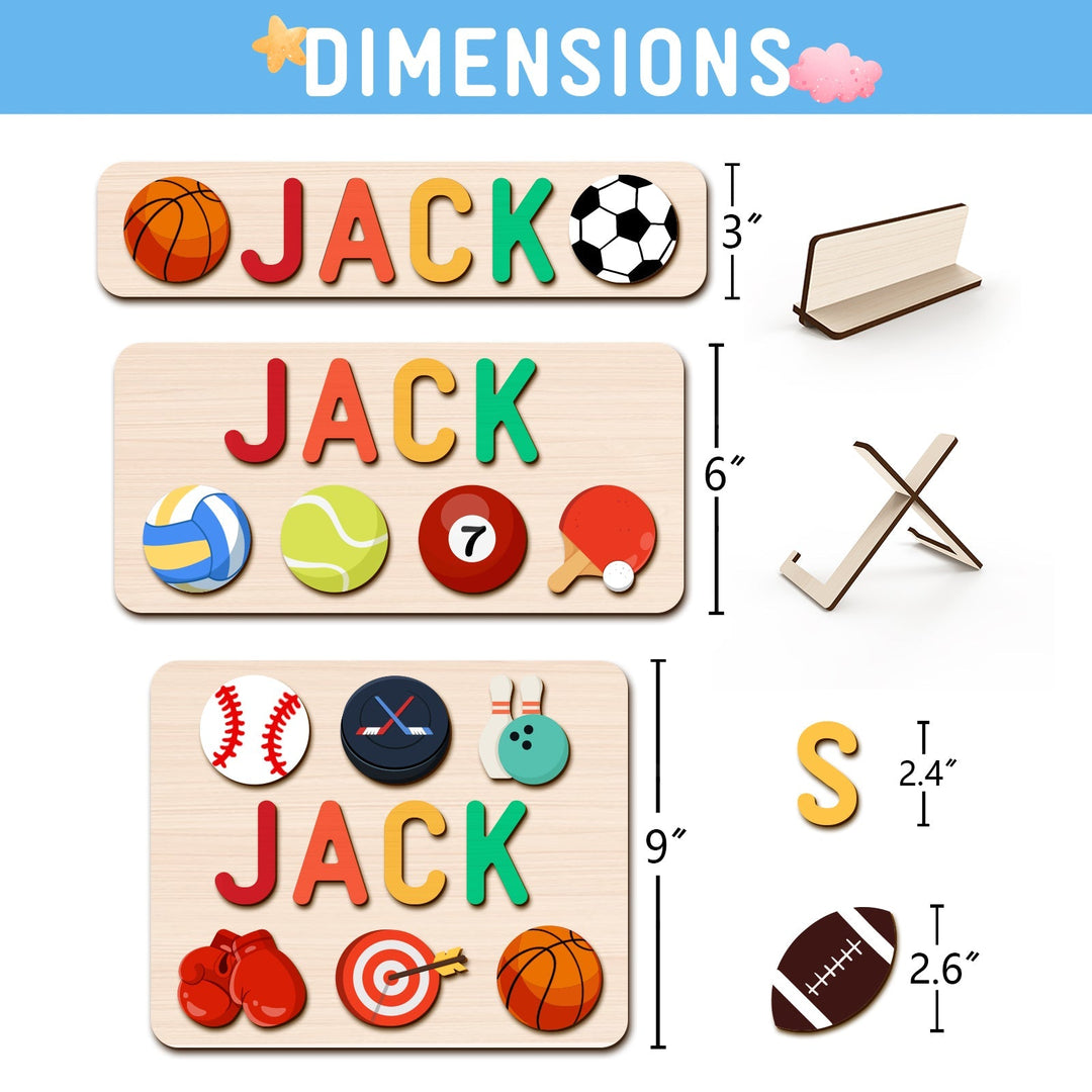 Custom Wooden Baby Name Puzzle with Balls