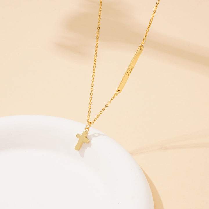 Personalized Childrens Name Necklace with a Tiny Cross