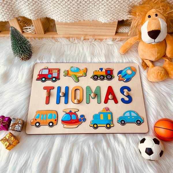 Custom Wooden Baby Name Puzzle with Handle