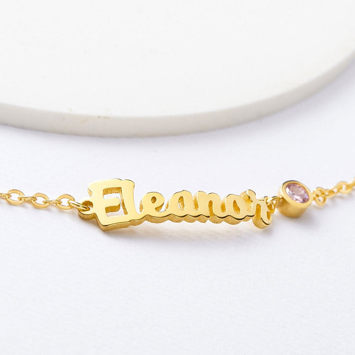 Personalized Baby Name Bracelet With Birthstone