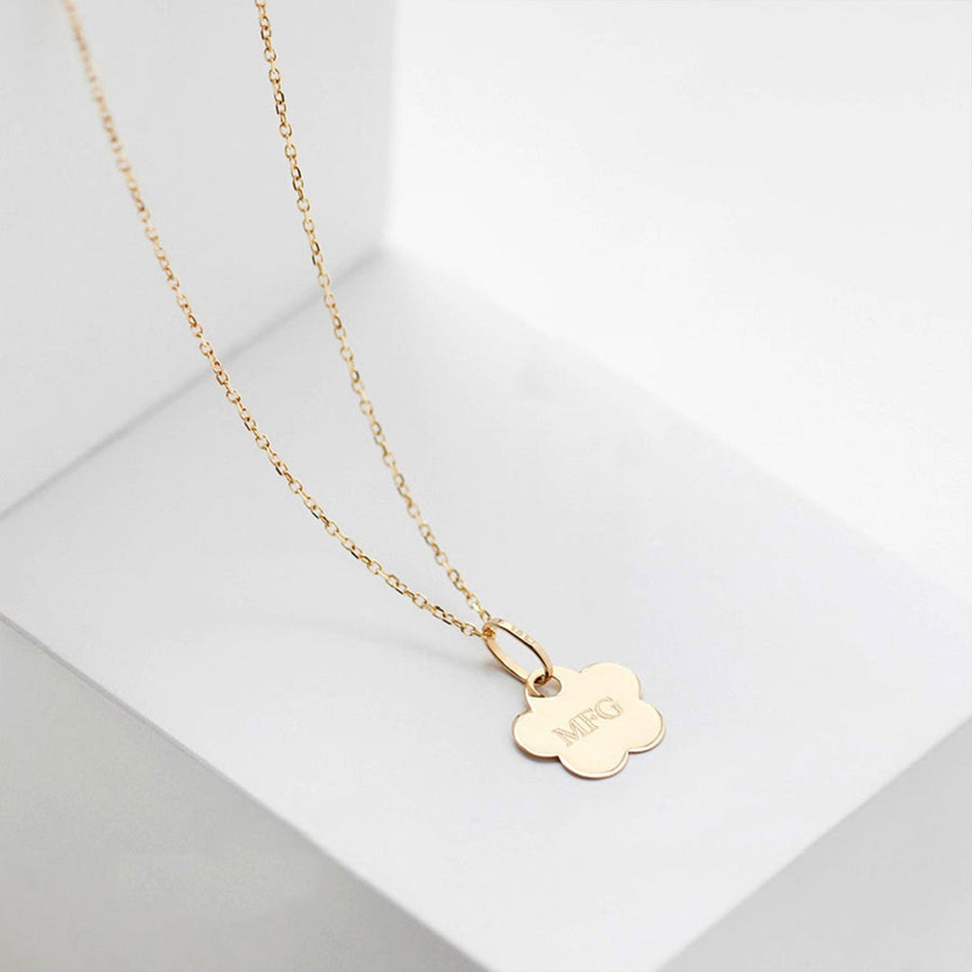 Children's Flower Engraved Name Necklace