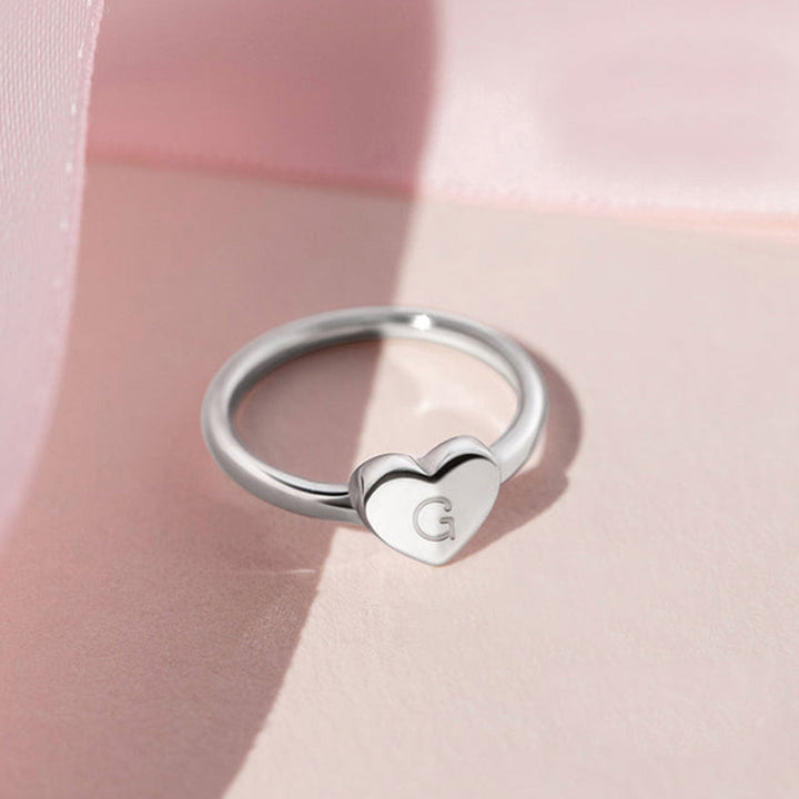 Monogram Heart Personalized Initial Girls Ring