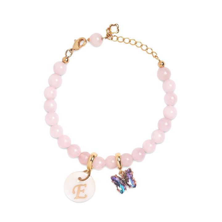 Pesonalized Girls Initial and Birthstone Gemstone Bracelet