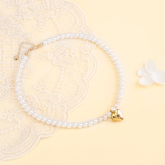 Personalised Birthstone Girl‘s Heart Locket Pearl Necklace